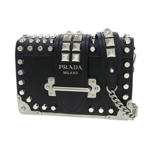 Prada Studded Cahier Chain Shoulder Bag Black